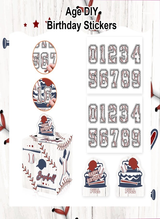 Misaidou Baseball Birthday Money Gift Box with DIY Stickers for Any Age, Surprise Money Boxes for Cash Gift with Pull Out Happy Birthday Day Card and 100Pcs Transparent Bags for Boys Girls Birthday Party - Image 3